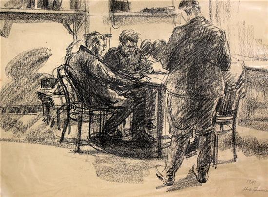 Hubert Arthur Finney (1905-1991) Studies of Civil Defence personnel, 22 x 15in., unframed